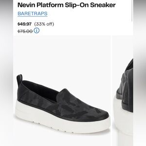 BareTraps Nevin Black Camo Slip-On Platform Sneakers